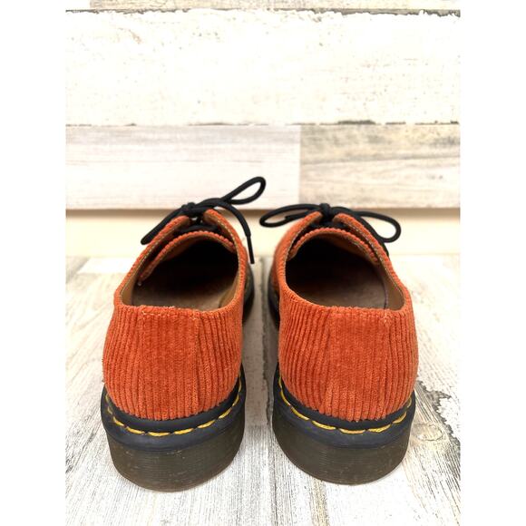 Dr Martens Mens 8 Duchess Corduroy Platform Shoes Chunky Lace Up Tan Rust Loafer